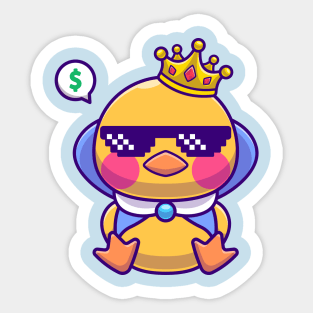 Cute King Chicken Sitting Cartoon Sticker